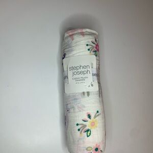BNIP Stephen Joseph Floral Cotton Muslin Swaddle